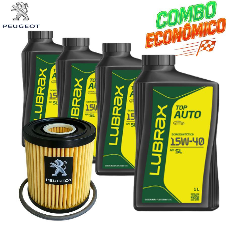 KIT TROCA DE ÓLEO 15W40 LUBRAX + FILTRO (PEUGEOT 206)