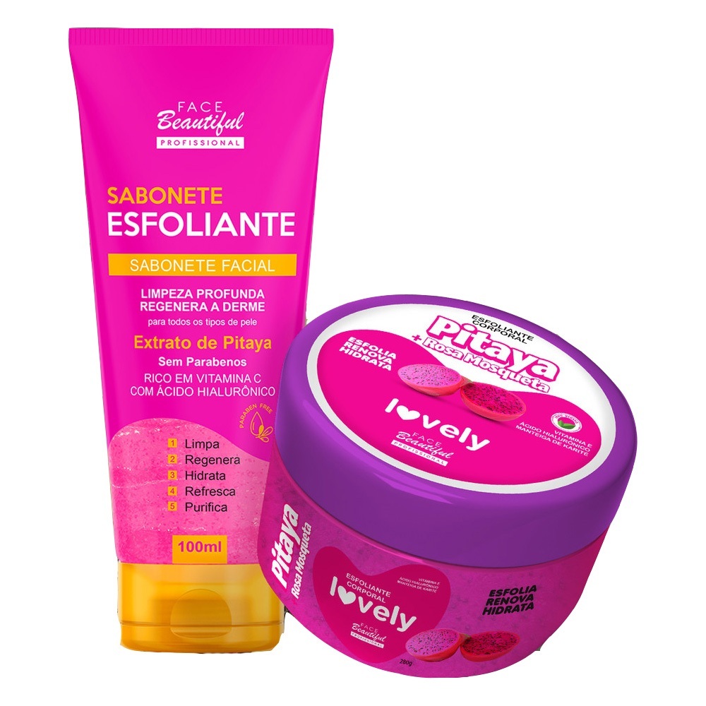 Kit Esfoliante Corporal Potinho e Esfoliante Facial Face Beautiful em Oferta na Shopee