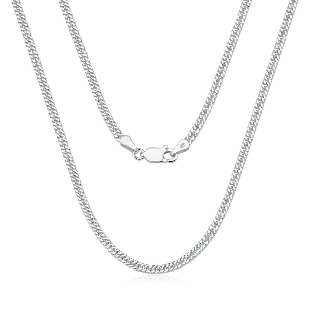 Corrente Masculina de Prata 925 Grumet Dupla com 2mm em Oferta na Shopee