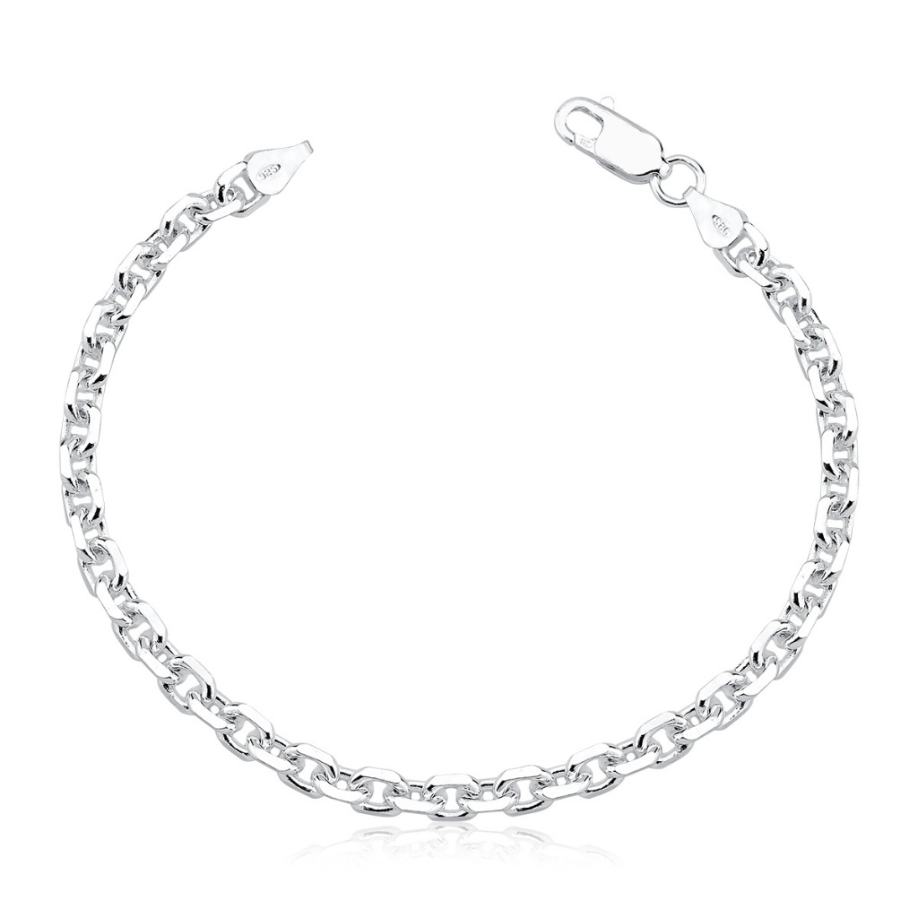 Pulseira Masculina de Prata 925 Cadeado com 21cm e 3mm