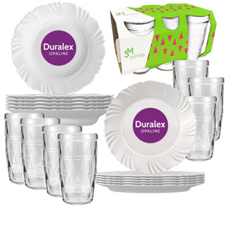 Kit Jantar Duralex Opaline 12 Peças Pratos Pétala + 6 Copos Zumba Vidro Temperado Duralex em Oferta na Shopee