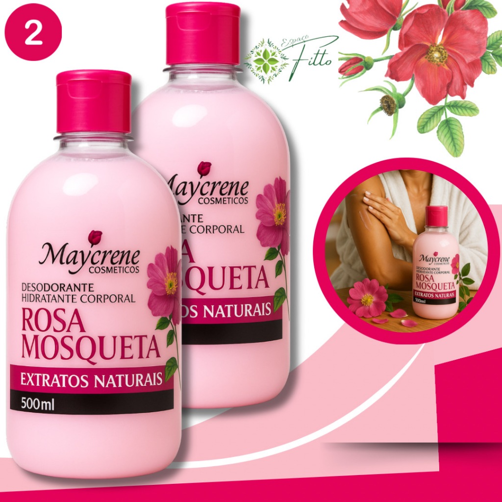kit 2 Creme Hidratante Corporal Rosa Mosqueta 500g Maycrene