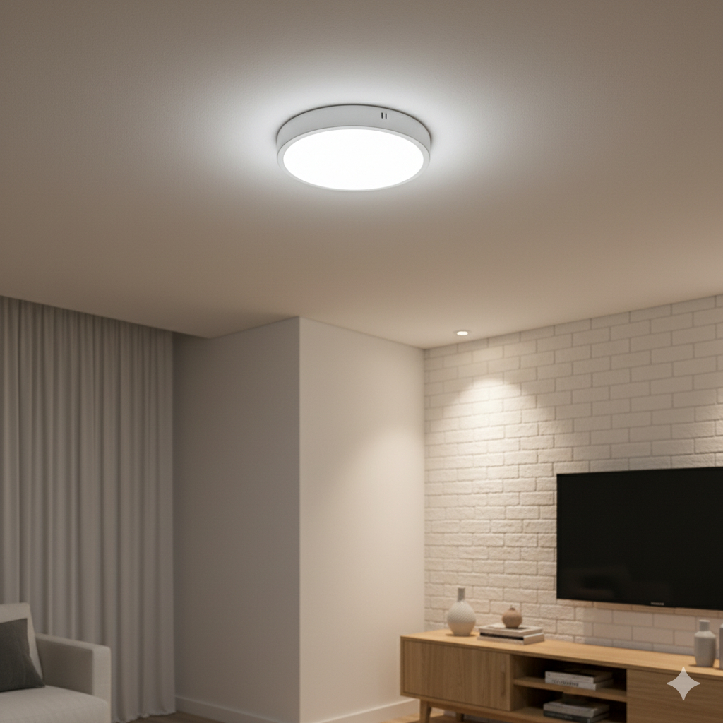 Plafon LED 24W Redondo 6500K 30x30 Branco Frio Decoração e Economia em Oferta na Shopee