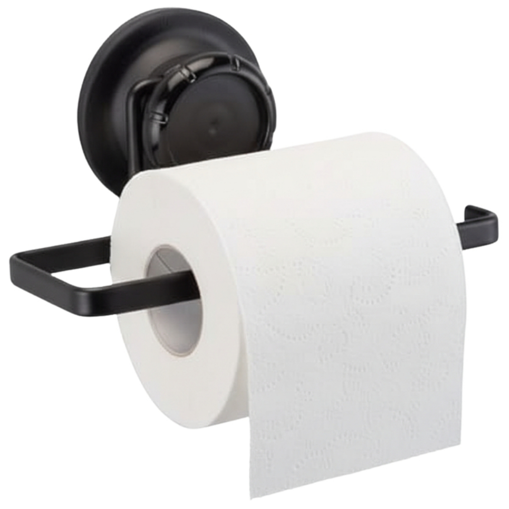 Porta Papel Higiênico Papeleira Por Sucção Com Ventosa Preta Arthi em Oferta na Shopee