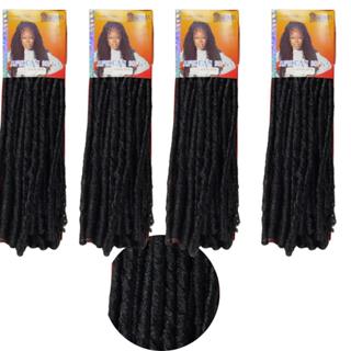 Kit Com 4 Pacote de Nina softex Dread cacheados Crochet Braid Cachos Sintético preto em Oferta na Shopee
