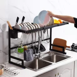 Escorredor de Louça Suspenso de Parede com Porta Talheres Organizador para Pratos Copos Cozinha Pia