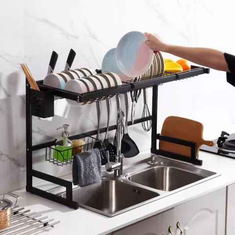Escorredor de Louça Suspenso de Parede com Porta Talheres Organizador para Pratos Copos Cozinha Pia