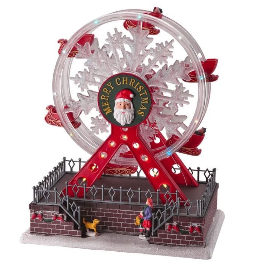 Roda Gigante Natalina Natal Papai Noel LED Som Movimento Cenario Natalino Enfeite Festa Fim de Ano Decoraçao