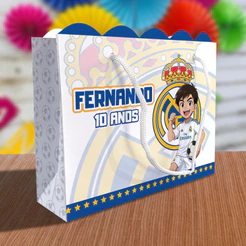 Sacolinha Real Madrid Ondulada Personalizada Festa Lembrancinha Kit Festa Futebol Sacola