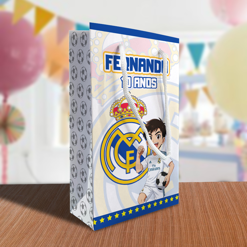 Sacolinha Real Madrid Personalizada Festa Lembrancinha Kit Festa Futebol Sacola