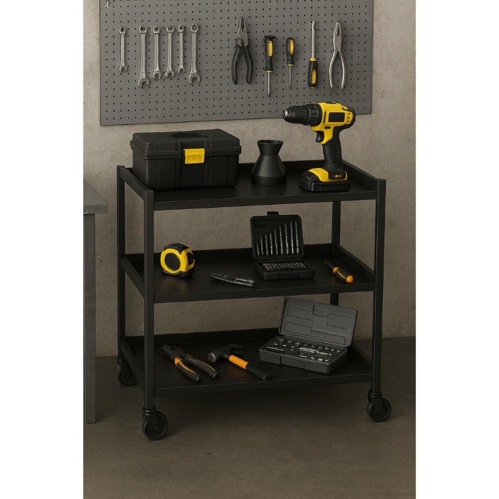 Carrinho Auxiliar Industrial Ferramentas Oficina Preto