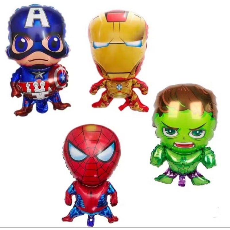 4 Balão metalizado Heróis 70cm Vingadores super heróis Hulk capitão América Homem aranha Homem de ferro