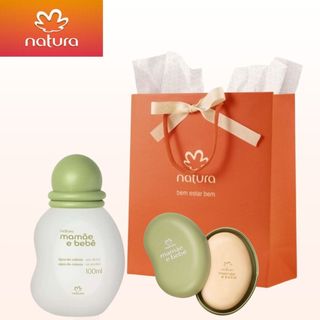 kit Colônia Mamãe e Bebê - 100 ml - Natura + Saboneteira com Sabonete Mamãe e Bebê Natura 1unidade 100g