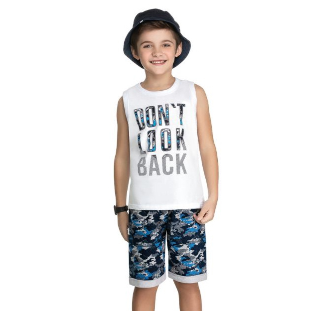 Conjunto Infantil Juvenil Teen Masculino Verão Regata E Bermuda Moletinho Menino Criança Adolescente