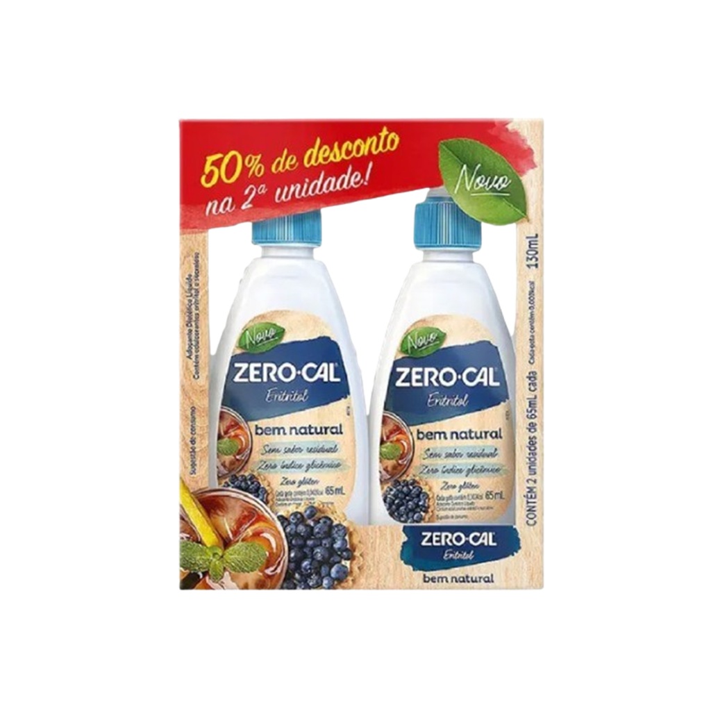 Kit 2 Adoçante Zero Cal Eritritol Líquido Gotas 65ml em Oferta na Shopee