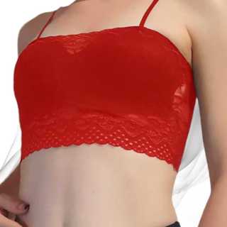 Sutia Top Cropped  Faixa em Renda com Bojo e Alça Fina Lingerie Rendado Alcinha em Oferta na Shopee