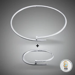 Colar Chocker Aro Rígido Prego Antialérgico Aço Inox 316L Luxo 14cm Prateado Dourado Tendência Nail