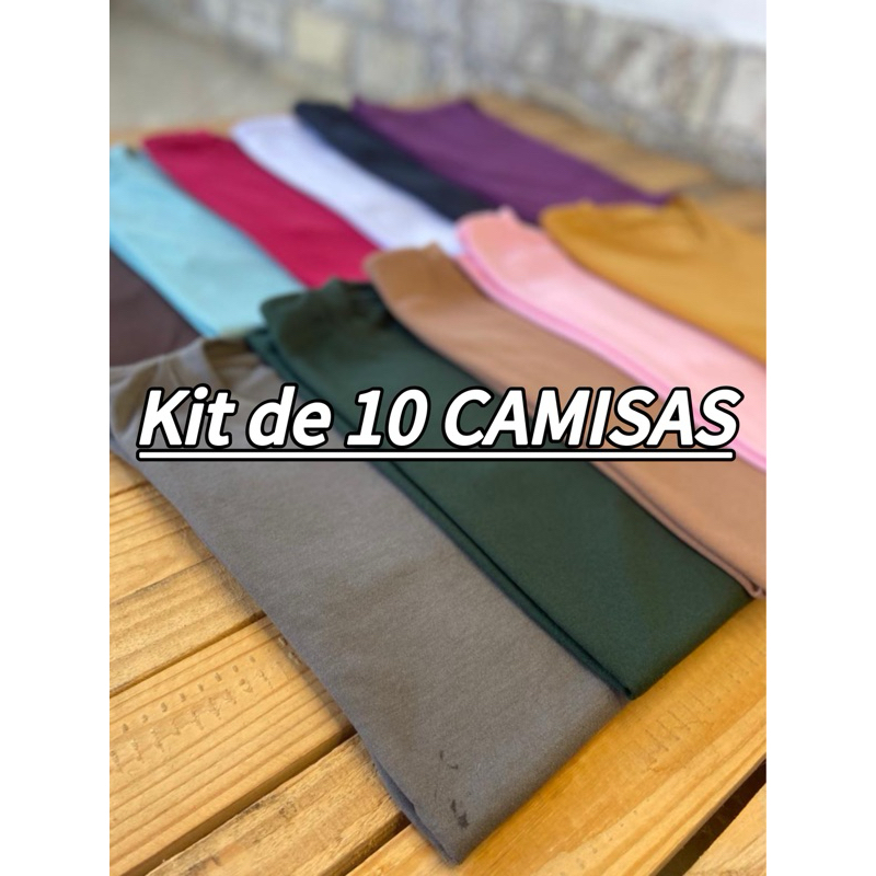 Kit de 10 Blusas de Malha (P ao GG) Estampada e/ou Básica em Oferta na Shopee