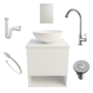 Conjunto Gabinete Banheiro Armario Suspenso Completo Branco Cuba Espelho Torneira Cromada Acessorios em Oferta na Shopee