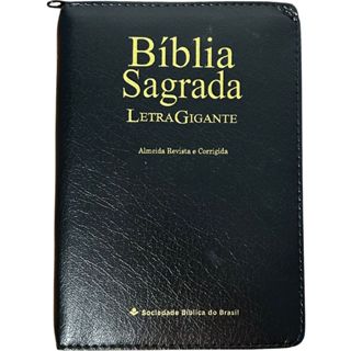 Bíblia Sagrada Letra Gigante | Almeida Revista e Corrigida Com Índice e Zíper | Capa Luxo Preta em Oferta na Shopee