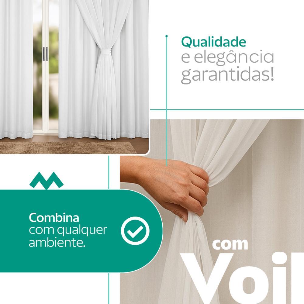 Detalhes do Cortina Microfibra com Voil - Decoração p/ Sala ou Quarto apartamento ilhós cromado porta grande