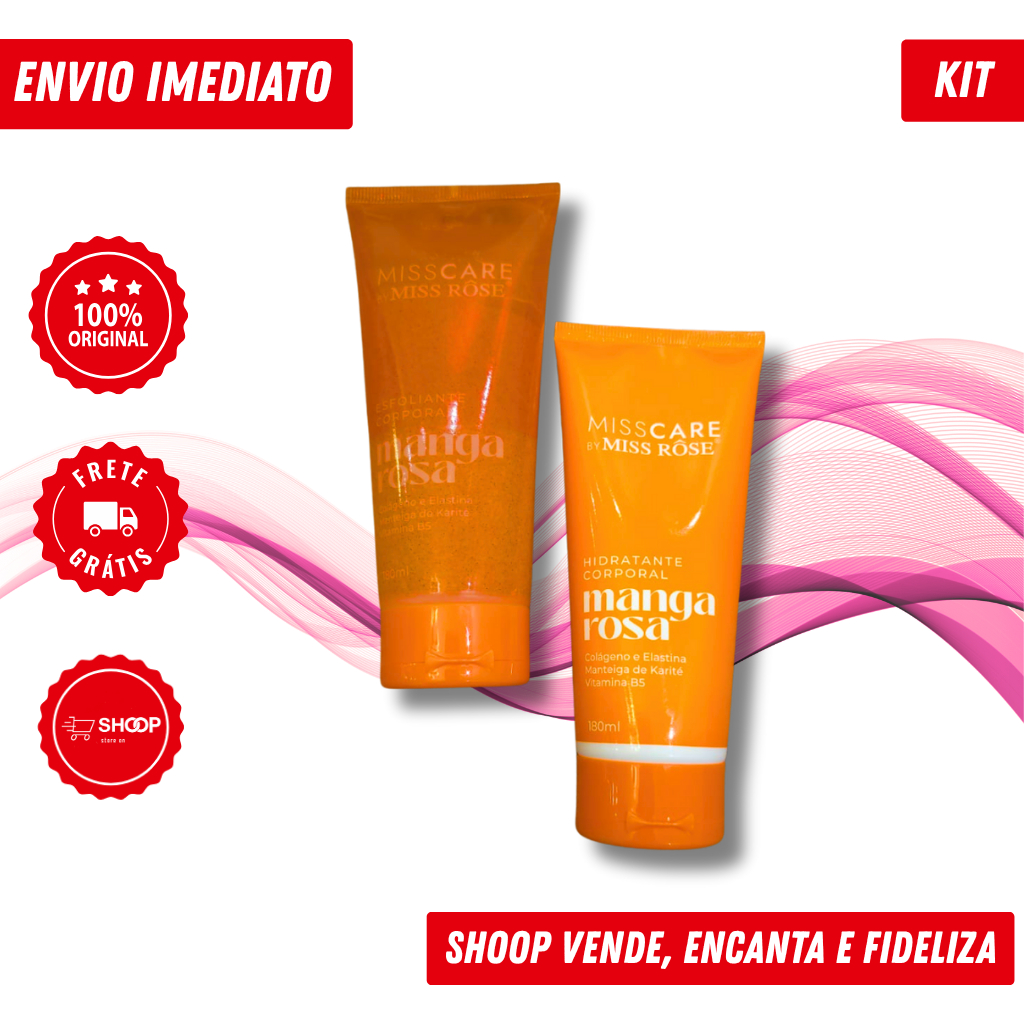 Kit Hidratante e Esfoliante Corporal Manga Rosa Miss Care by Miss Rôse 180ml| Colágeno Elastina