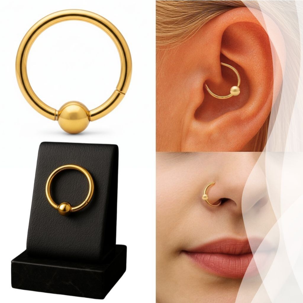 Piercing Captive Dourado Tragus Helix Conch Septo Nariz Aço