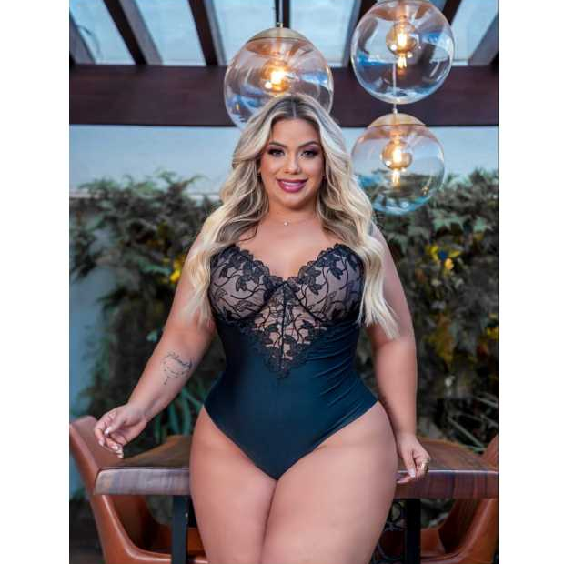 Body bordado femenino plus size rendado em v com bojo sexi decotado elegante romantico casual moderno