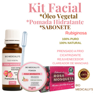 kit Facial 3 Etapas Óleo Vegetal Rosa Mosqueta Rubiginosa +  Sabonete + Pomada + Pipeta (4PEÇAS) em Oferta na Shopee