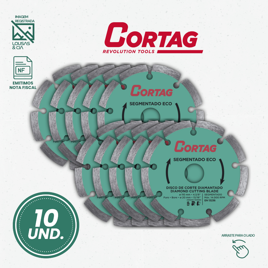 10 Disco para Corte Cerâmica Porcelanato Diamantado Resistente Construção