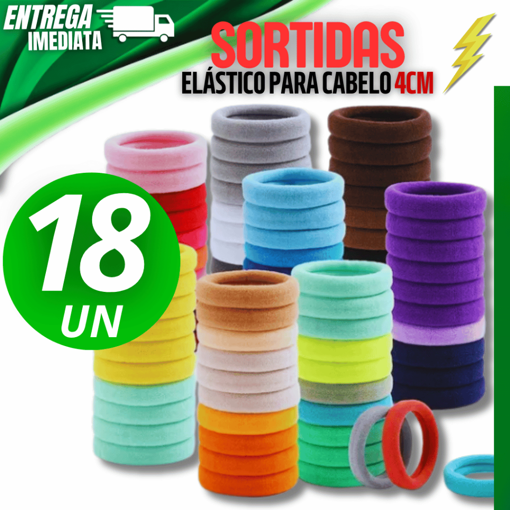 18 Unidades de  Elástico Xuxinha 4cm, De Cabelo Feminino Infantil Multicolorido, segurança e conforto para o penteado em Oferta na Shopee