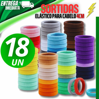 18 Unidades de  Elástico Xuxinha 4cm, De Cabelo Feminino Infantil Multicolorido, segurança e conforto para o penteado em Oferta na Shopee