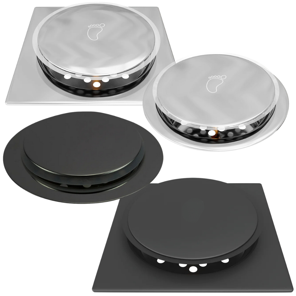 Ralo Click Inteligente em Metal Inox 10x10/15x15  Cromado Preto Piso Banheiro Quadrado Redondo em Oferta na Shopee