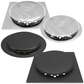 Ralo Click Inteligente em Metal Inox 10x10/15x15  Cromado Preto Piso Banheiro Quadrado Redondo em Oferta na Shopee