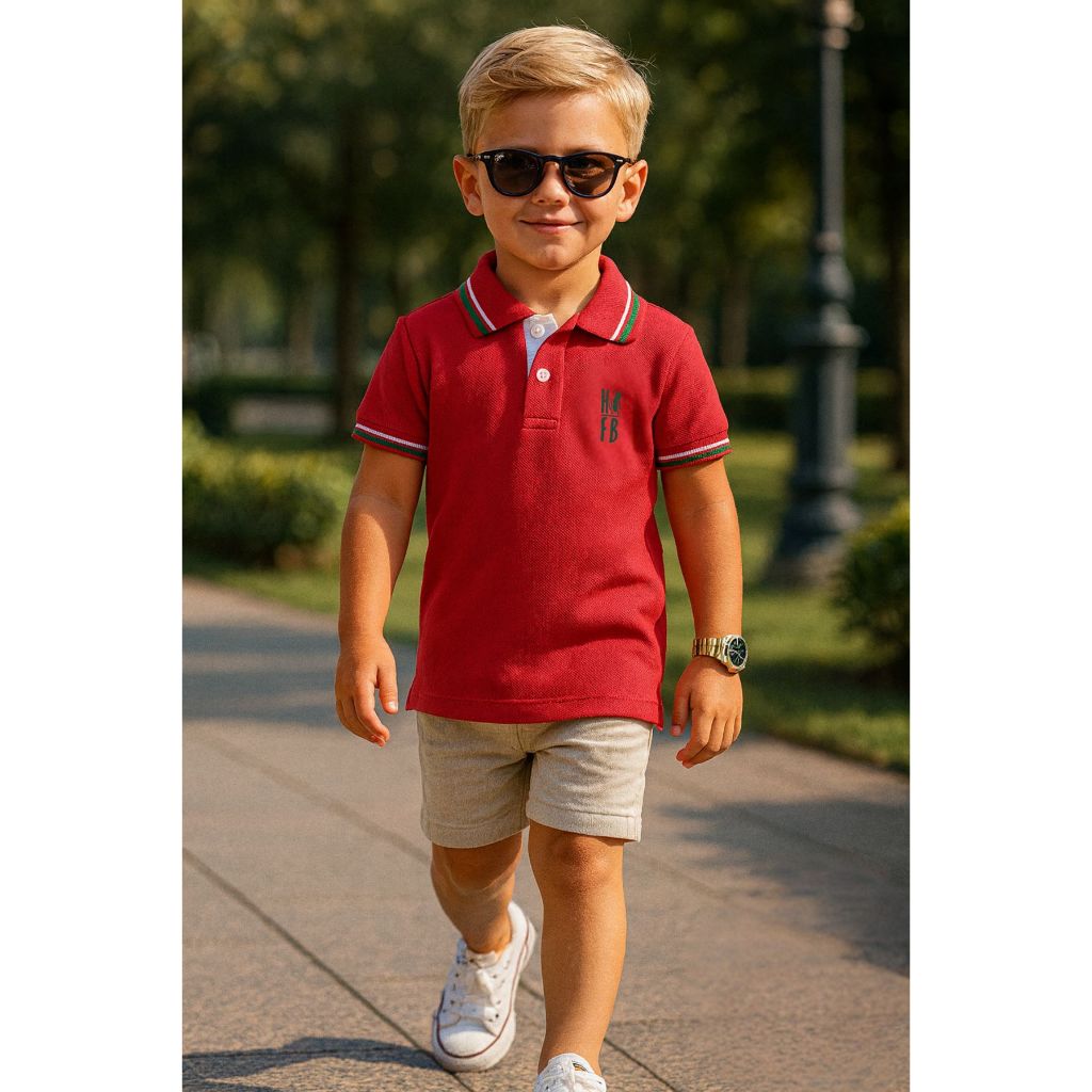 Camisa Polo ou Body Polo Infantil Vermelho PREMIUM