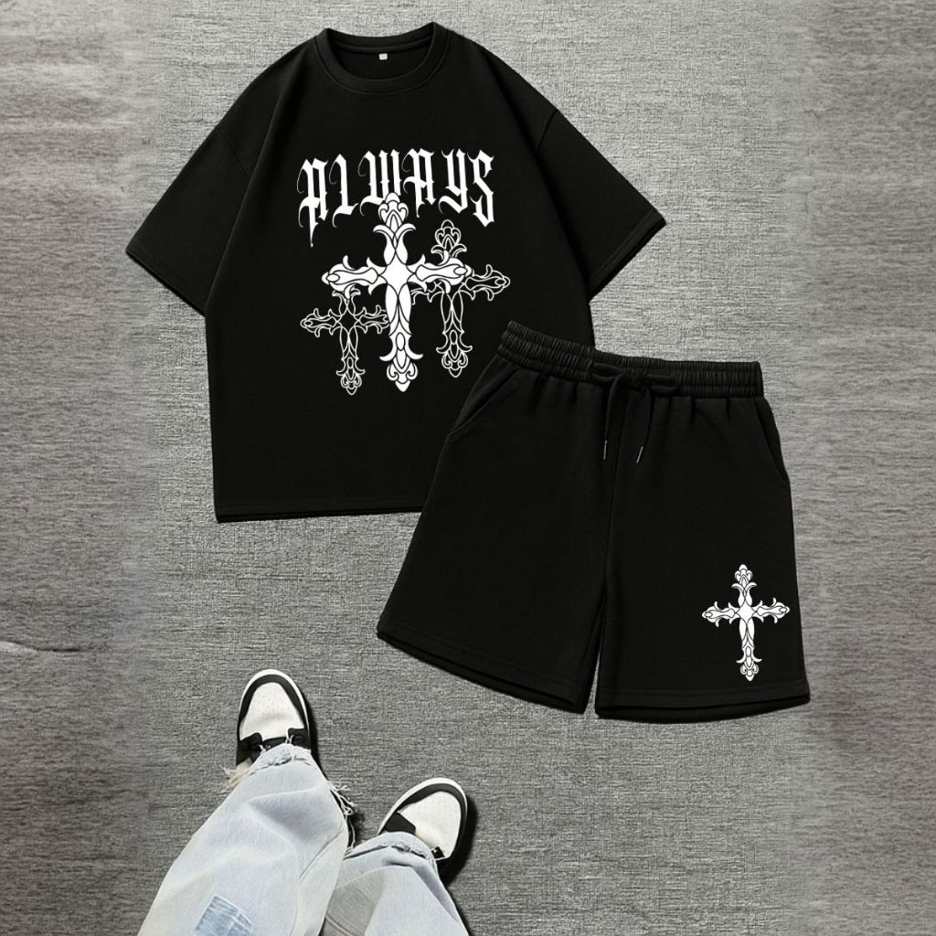 Conjunto Gótico Camiseta + Bermuda Novo Lançamento Streetwear Vibes