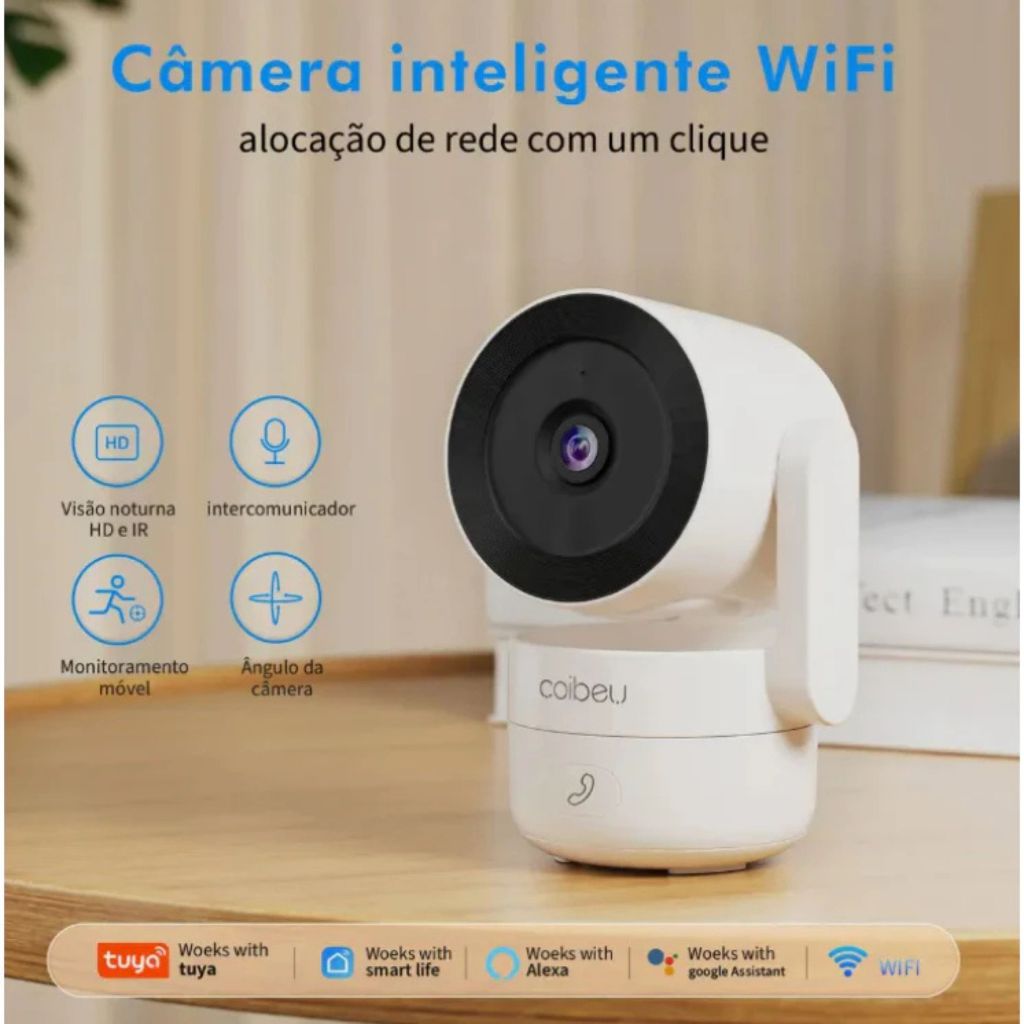 COIBEU TUYA Camera De Segurança Wifi Tuya 4mp Fala Bidirecional com um clique 360 ° monitoramento conexão