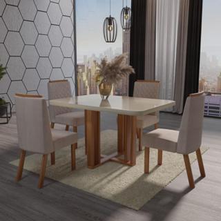 Sala de Jantar 120x80 Paola Tampo OFF-White 4 Cad Bom Pastor em Oferta na Shopee