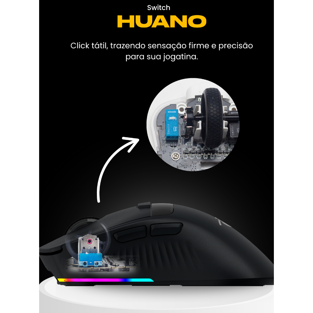 Mouse Sem Fio Gamer 12000dpi Sensor Pixart 3311 Polling Rate 2000hz Cor Branco Preto - Titorion