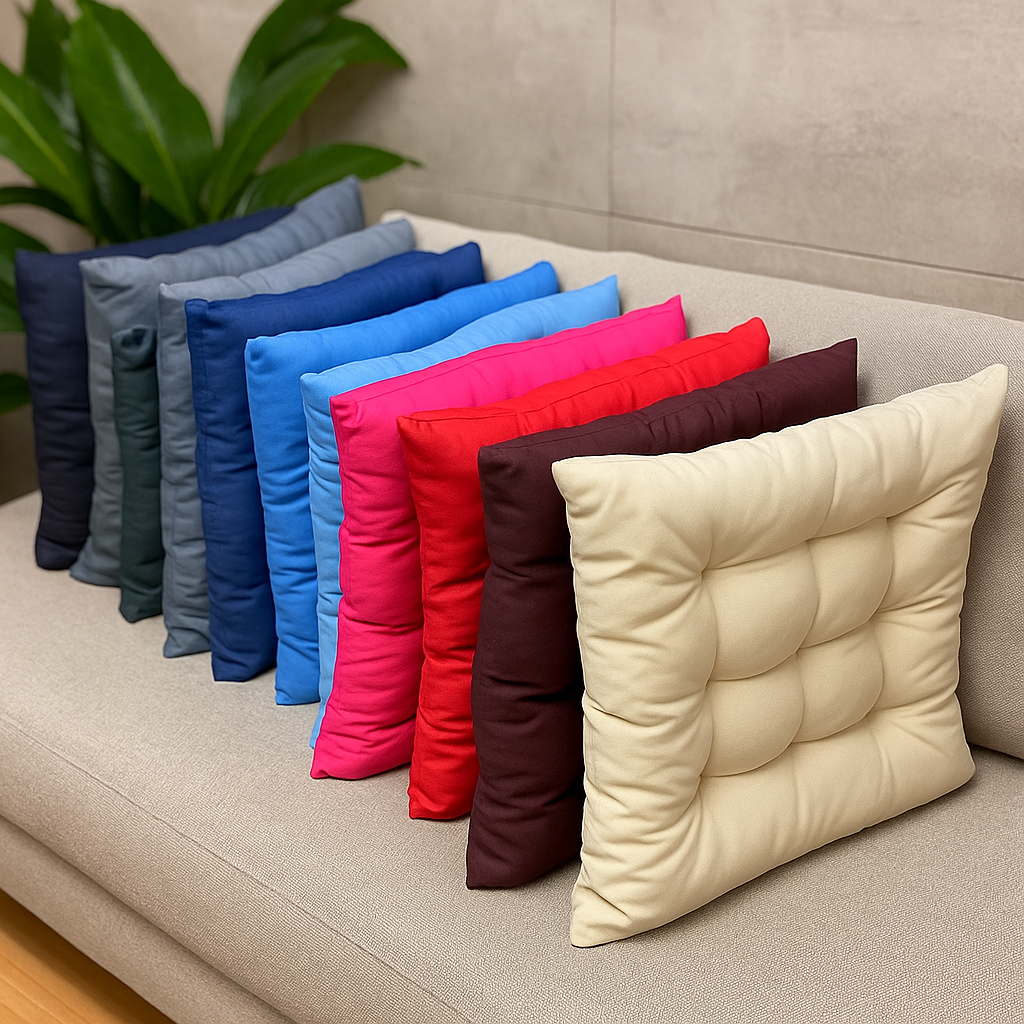 Kit 2 Almofadas Assento de Cadeira 40x40 Futon Macio Assento Encosto