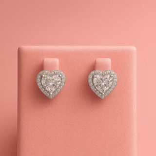 BRINCOS SWAROVSK CORAÇÃO ARIANA GRANDE + SAQUINHO VELUDO DA MARCA- BANHADOS A OURO BRANCO (Cravejado Melhor qualidade ) em Oferta na Shopee