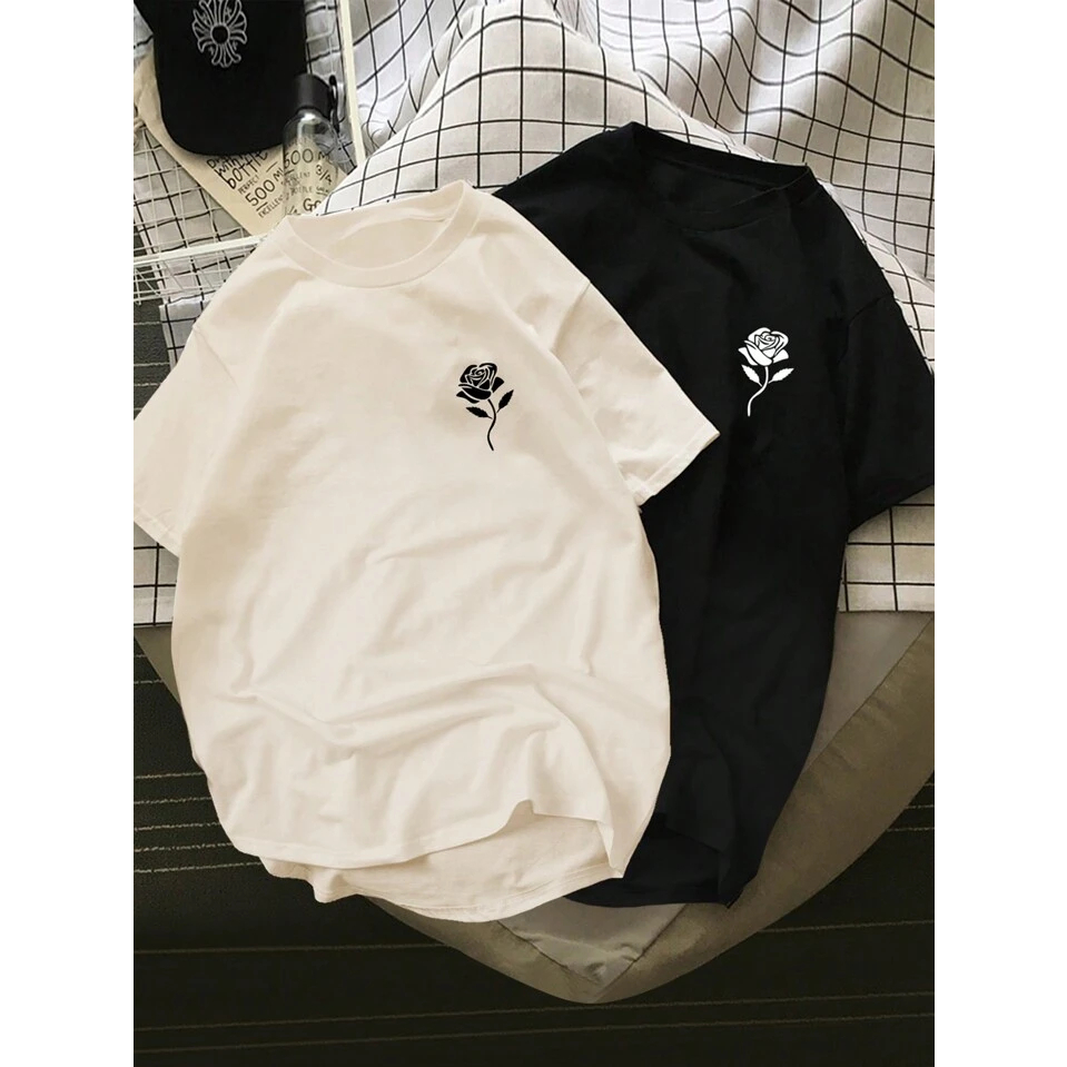 Camiseta Oversized Minimalista Unissex Delicada Unissex Streetwear Algodão Casual