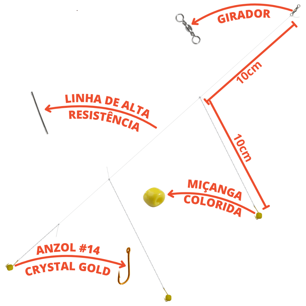 Kit 10 Chicotinhos Para Pesca de Lambari com 3 Anzóis e Miçanga Da Summer Saicanga Piaba — imagem 2 de 2
