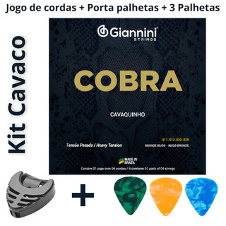 KIT Jogo de Cordas Giannini Cobra p/ Cavaco + Porta Palhetas + 3 Palhetas
