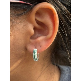 Brinco Argola Banhado a Prata 925 Zirconia Cravejadas Coloridas em Oferta na Shopee