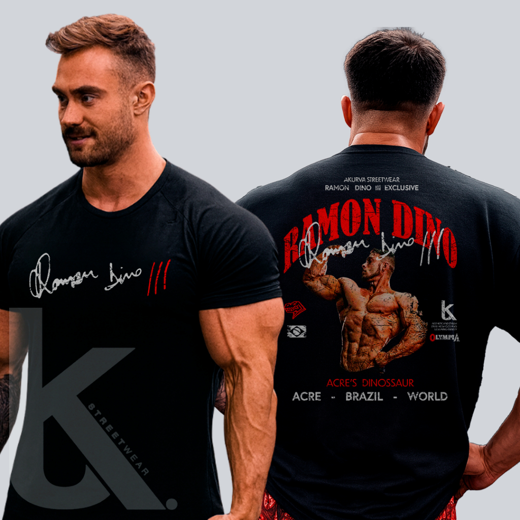 Camiseta Oversized Streetwear 100% Algodão Academia GYM Ramon Dino III Unissex Estilosa Confortável Premium Especial