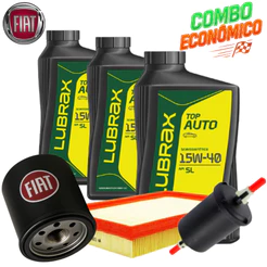 KIT TROCA DE ÓLEO 15W40 LUBRAX + FILTROS (SIENA FIRE 1.4 2005>2012)
