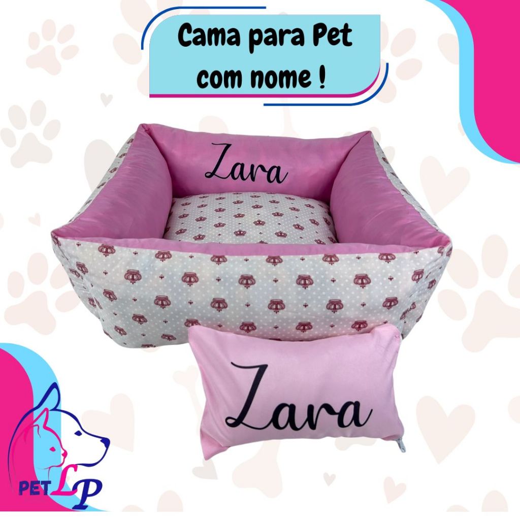 Cama Pet Cama para Cachorro Personalizada Com Nome com Refil e Zíper Várias Cores — imagem 2 de 2