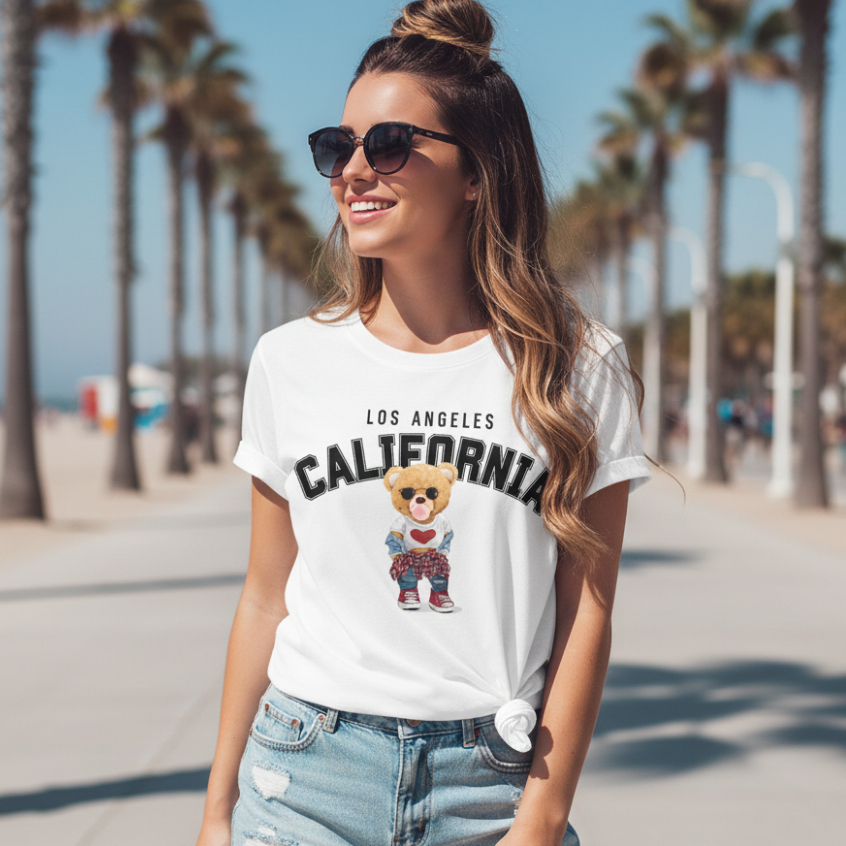 Camiseta t-shirt algodão feminina just relax | blusa basica urso teddy take your time 100% algodão casual academia verão