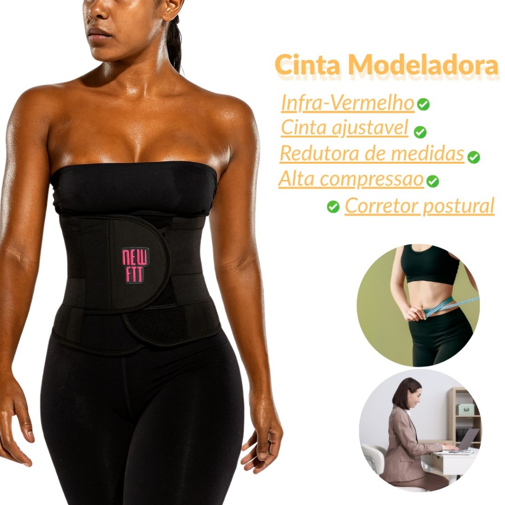 Cinta Modeladora Unissex Emagrecedora com elastico duplo e 10 talas